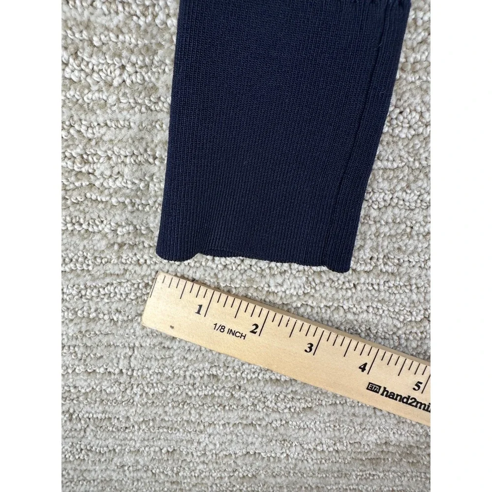Veronica Beard Navy Blue Ribbed Knit Long Sleeve Crew Neck Top Size M 2411KS1490